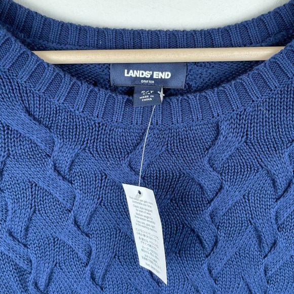 NEW Lands End Drifter Sweater Navy Blue Gradient Cable Knit Size S Tall - Picture 6 of 9